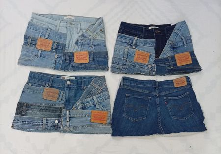 CR8625 UPCYCLED LEVI'S BELTED SKIRTS