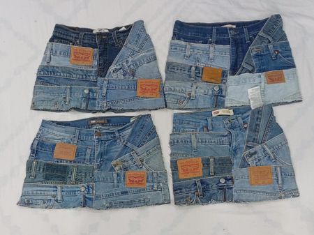 CR8627 UPCYCLED LEVI'S BELTED SKIRTS