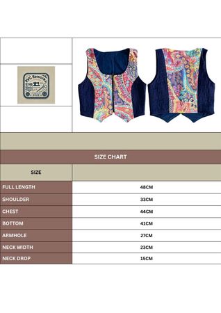 Upcycled Printed Contrast Quilted waistcoat