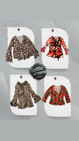 Y2K Abstract Print Blouse