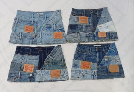 CR8635 UPCYCLED LEVI'S BELTED SKIRTS