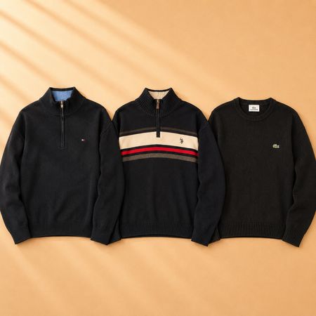 Tommy Hilfiger Lacoste Polo 1/4 Zip Col Rond Tricot
