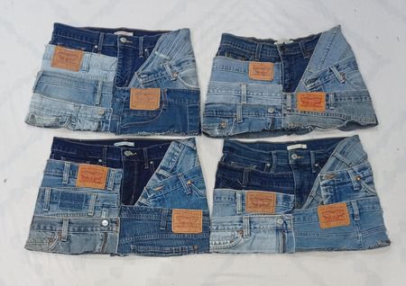CR8637 UPCYCLED LEVI'S BELTED SKIRTS