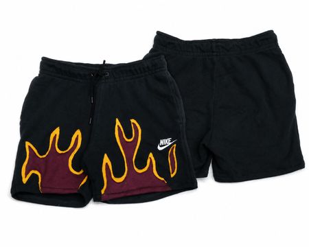 CR1667 UPCYCLED FLAME PATCHWORK SHORTS