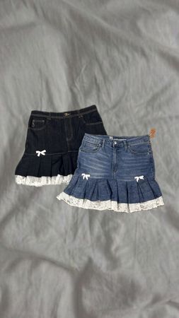 Upcycled Denim Net Mini Skirt