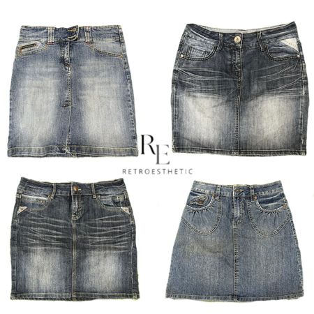 Y2K Paris Hilton Era Girl Denim Midi Skirts RE-3271