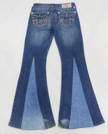 CR1671 UPCYCLED PANEL FLARE JEANS