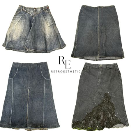 Y2K Paris Hilton Era Girl Denim Midi Skirts RE-3278