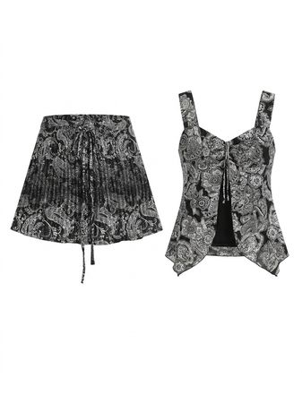 (FV-14866     Monochrome Y2K Clothing Bundle | Mesh Tops, Vintage Indie Fashion