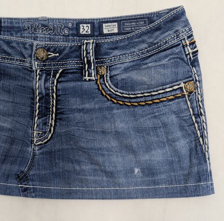 CR1678 UPCYCLED DENIM MINI SKIRT