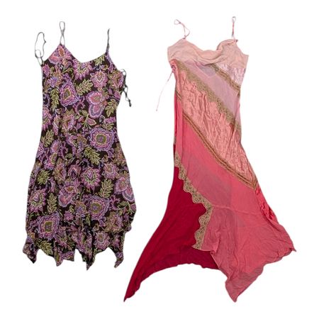 Original 100% Silk Flowery Dress | Fairy Light Beads | Y2K Glam