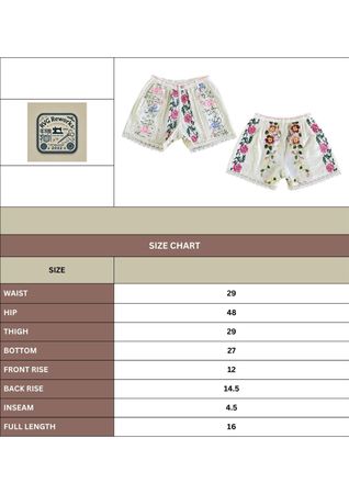 Upcycled Embroidered Lace Panel Shorts