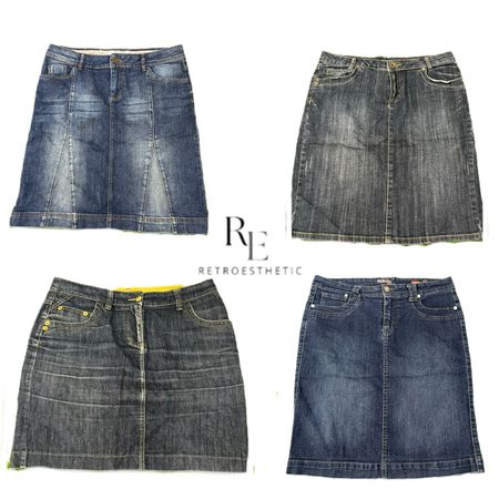 Y2K Paris Hilton Era Girl Denim Midi Skirts R-E-3287