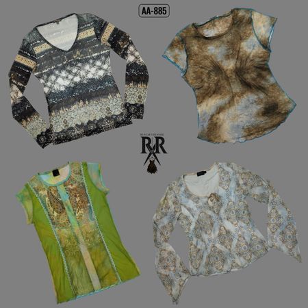 Y2K Oceanic Blue Mix Tops (AA-885)