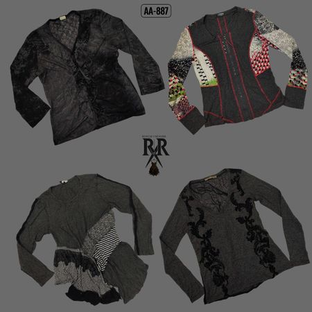 Y2K Dark Academia Misty Grey Full Sleeve Tops (AA-887)