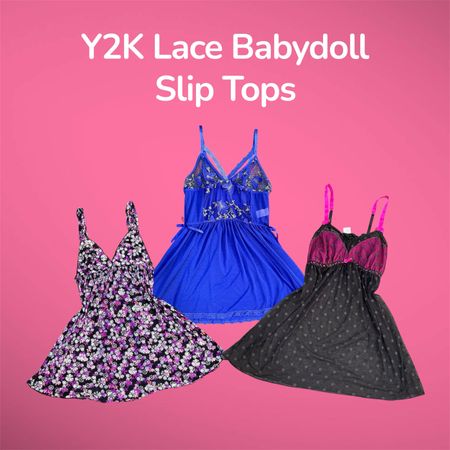 Y2K Lace Babydoll Slip Tops - (21/05)