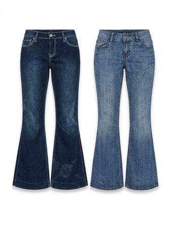 (FV-1506) Y2K Flared Back-pocket Embellishment Details boyFriend Jean