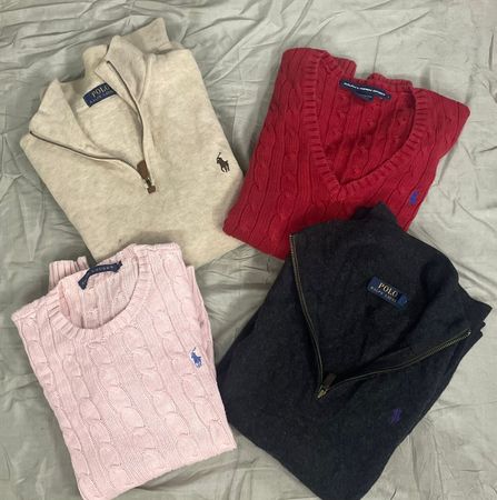 Pulls en laine torsadée et à fermeture éclair 1/4 Ralph Lauren