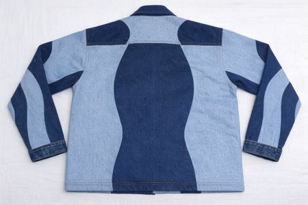 CR1691 UPCYCLED WAVE PANEL DENIM JACKET