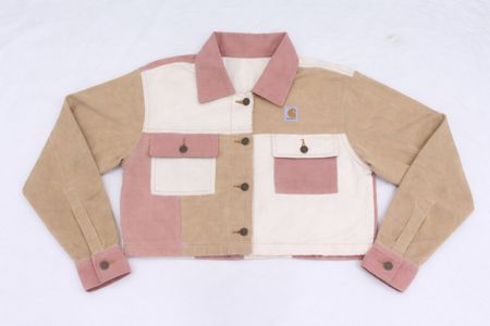 CR1692 UPCYCLED TWO-TONE UTILITY CROPPED JACKET
