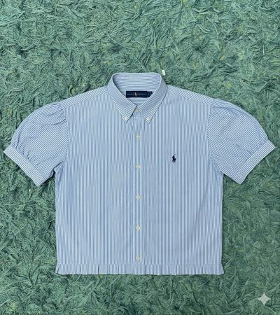 Upcycled Ralph Lauren Puff Sleeve Crop Shirt (DV -05)