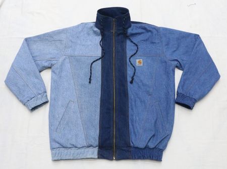 CR1693 UPCYCLED TWO-TONE DENIM ZIP JACKET