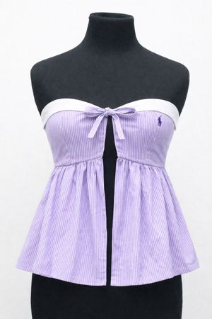 CR1694 UPCYCLED STRAPLESS PEPLUM TOP