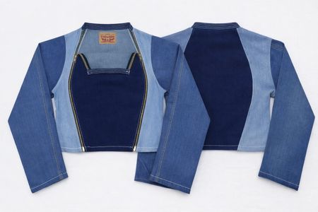 CR1695 UPCYCLED STRUCTURED DENIM JACKET