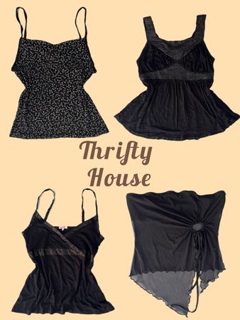 Just £4PP; All Black Y2k Tops(TH/418)