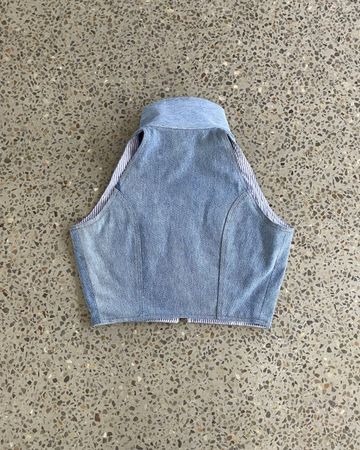 Upcycled Dual-Zip Halter Top
