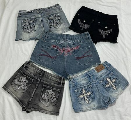 Y2K Denim Sexy Short Embellished B# 096