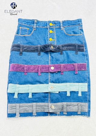 UPCYCLED Multi - Belt Denim Skirts - EVR0557