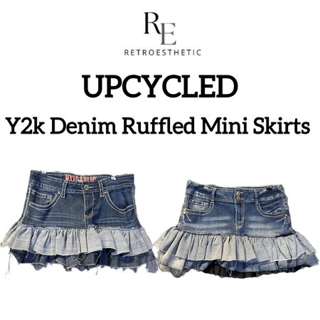 Upcycled Y2k Denim Ruffled Mini skirts
