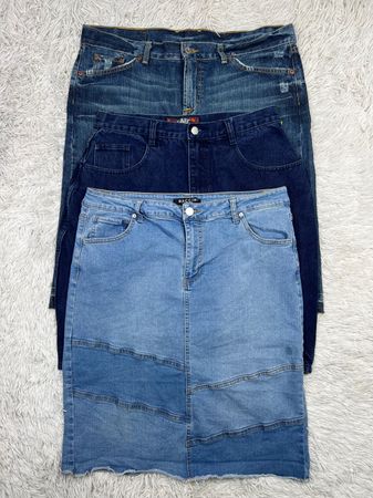 Y2k mid denim skirts