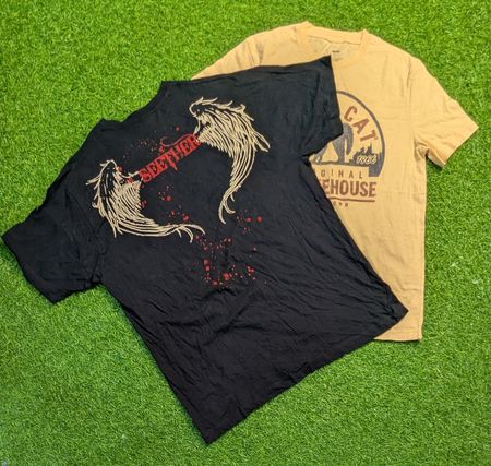 5824 - Vintage-Style T-Shirts mit halblangen Ärmeln und Druck