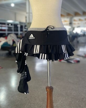 Upcycled Adidas Ruffle Mini Skirt