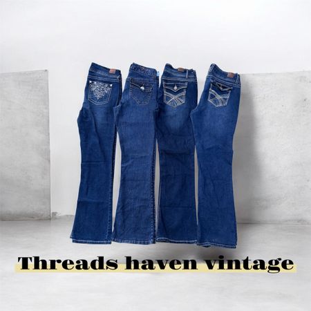 TH# 009 Wallflower Y2K 2 Button Flared Bootcut Jeans | Vintage Low Rise Denim Pants