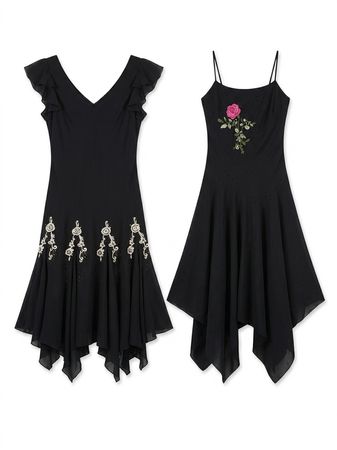 (FV-1488)     Vintage Black Dress Bundle | Goth Evening Dresses & Y2K Party Fashion