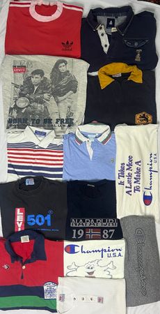 Vintage 90s Branded T-shirt & Polo Bundle – 13 Pcs Y2K Lot