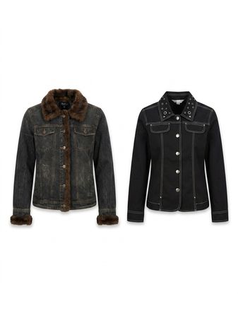 (FV-1557) Y2K Black Aesthetic Denim Jackets