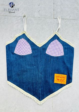 UPCYCLED Corset Top Lace And Gingham - EVR0590