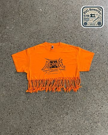 5 EXACT PCS Upcycled Fringe Crop T-Shirt
