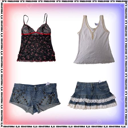 2000s Mini Skirts/Shorts Era- tops and skirt mix (SS-2415)