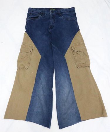 CR1732 UPCYCLED CARGO FLARE JEANS