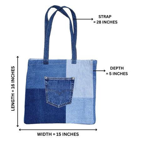 Upcycled Patchwork Denim Tote Bag 25 *