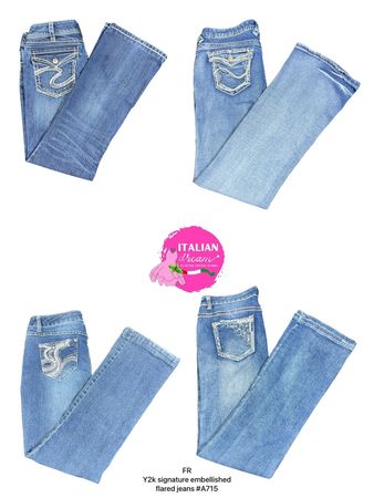 Y2k signature embellished flared jeans