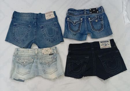 CR8775 UPCYCLED MIX BRANDED MINI DENIM SKIRTS