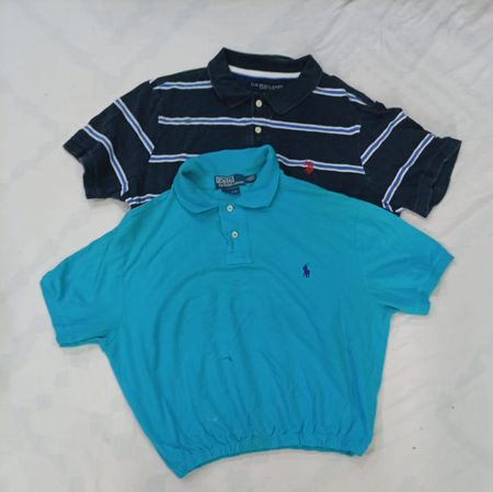CR8777 UPCYCLED POLO CROP T-SHIRTS