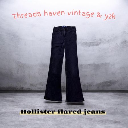 TH # 013     Hollister Embroidered Flared Bootcut Jeans – Vintage Y2K Denim Style