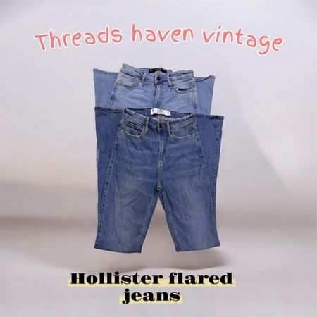 TH# 014     Hollister Y2K Embroidery Flare Jeans – Cute Retro Bootcut Denim